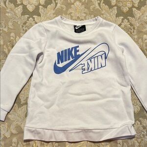 Used Nike Kids White Sweatshirt with Blue Logo